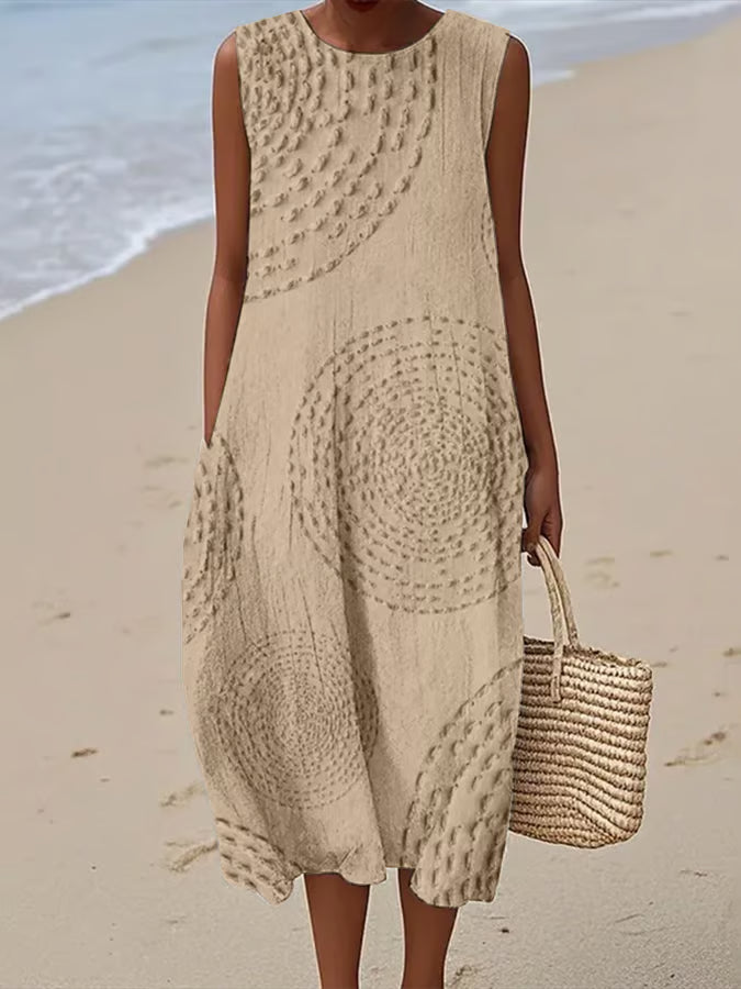 Elise | Sleeveless Long Dress with Structured Pattern