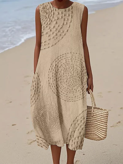 Elise | Sleeveless Long Dress with Structured Pattern