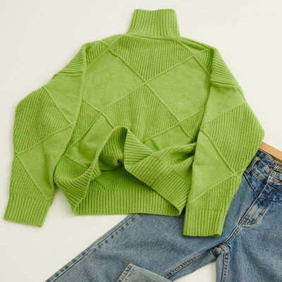 Amelia | Textured Turtleneck Knit Sweater