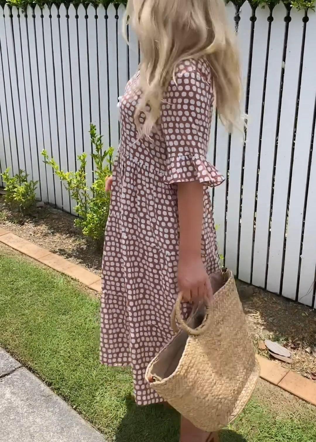 Amelia | Sable Short-Sleeve Midi Dress