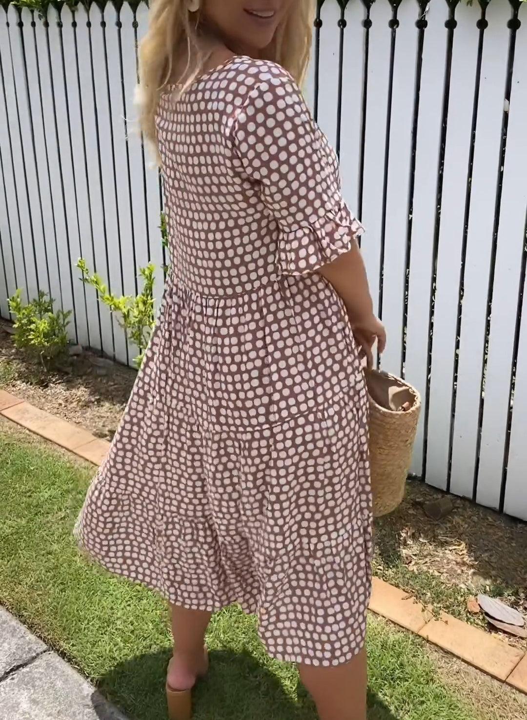 Amelia | Sable Short-Sleeve Midi Dress