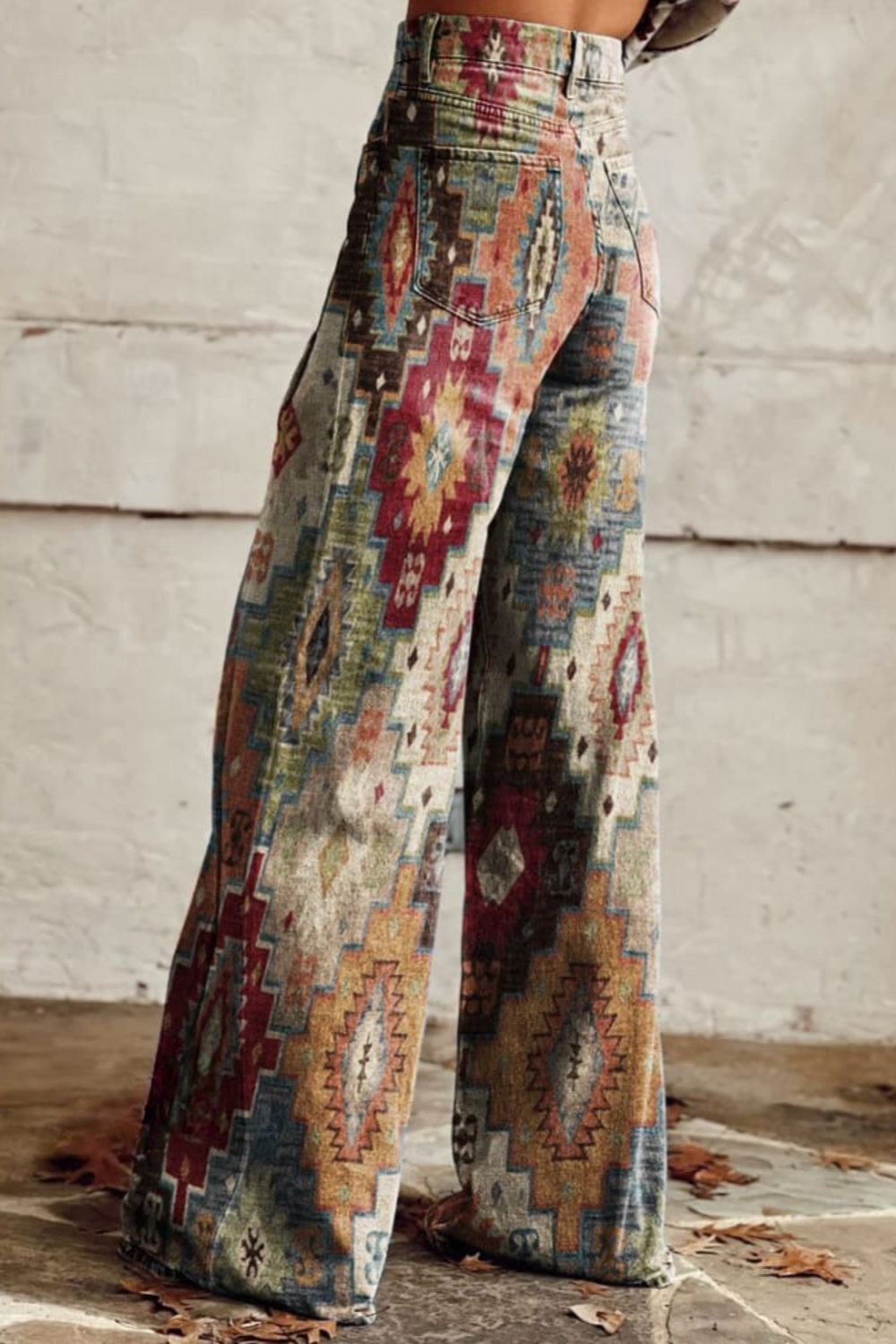 Vintage Boho Trousers with Aztec Pattern