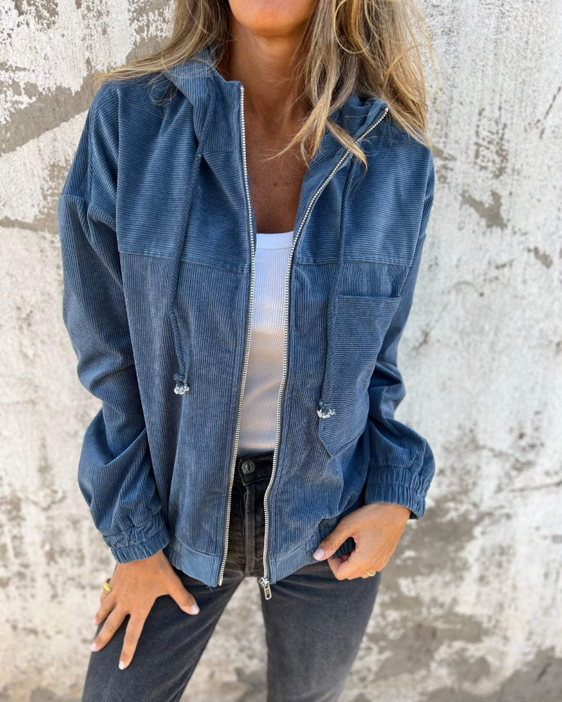 Amelia | Corduroy Hooded Jacket with Zip