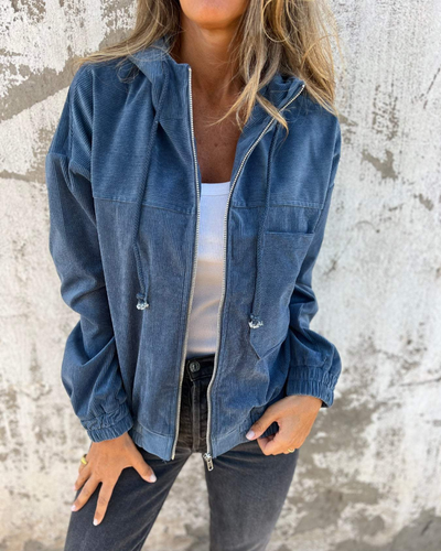 Amelia | Corduroy Hooded Jacket with Zip