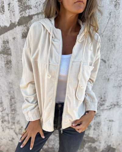 Amelia | Corduroy Hooded Jacket with Zip