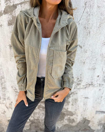 Amelia | Corduroy Hooded Jacket with Zip