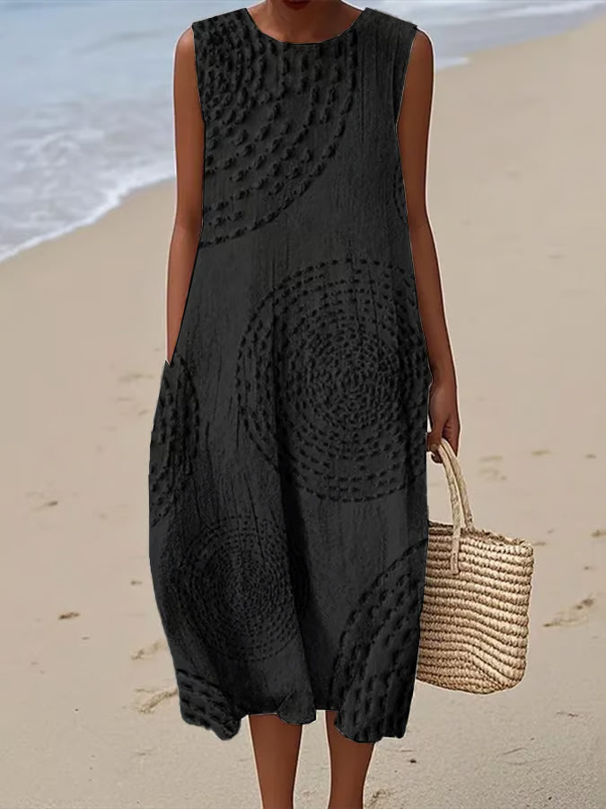Elise | Sleeveless Long Dress with Structured Pattern