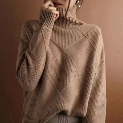 Amelia | Textured Turtleneck Knit Sweater