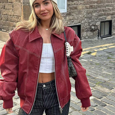 Amelia® | Oversized Faux Leather Jacket