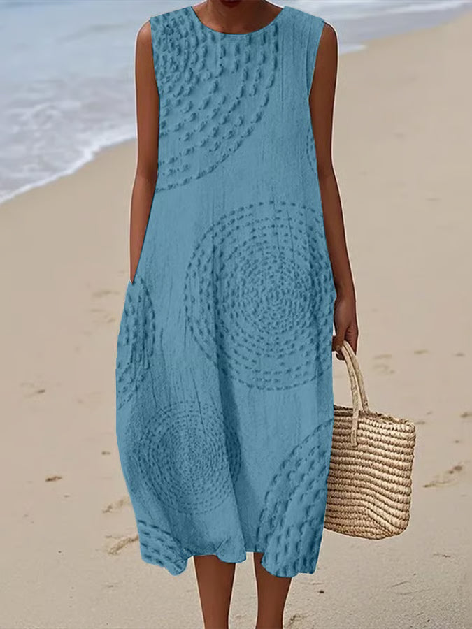 Elise | Sleeveless Long Dress with Structured Pattern