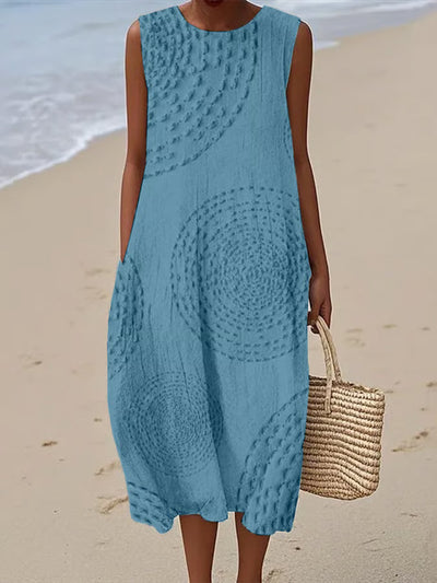 Elise | Sleeveless Long Dress with Structured Pattern