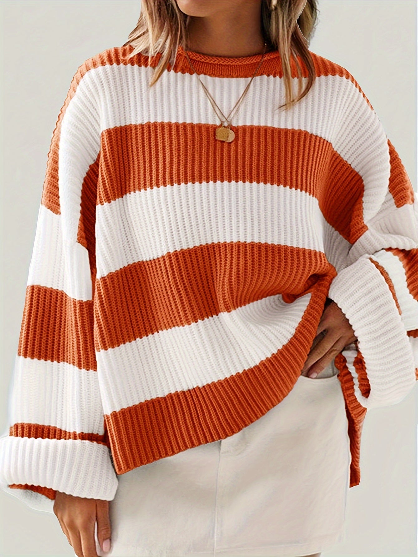 Amelia® | Round Neck Sweater with Stripes
