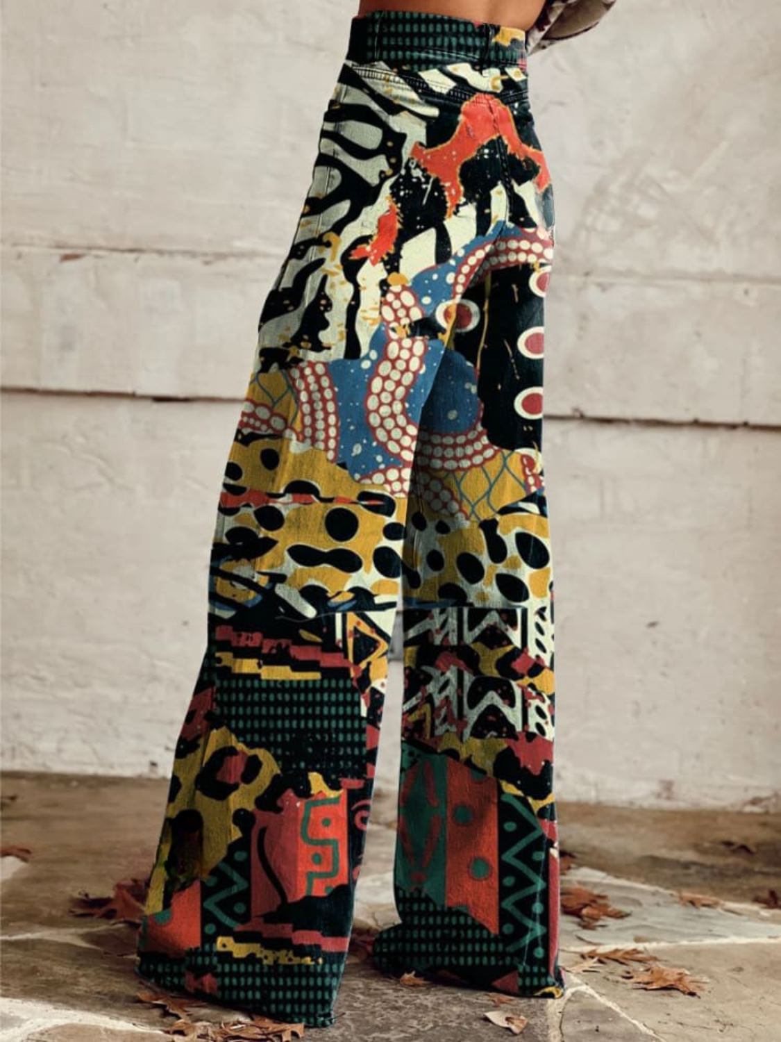 Boho Vintage Trousers with Graphic Print