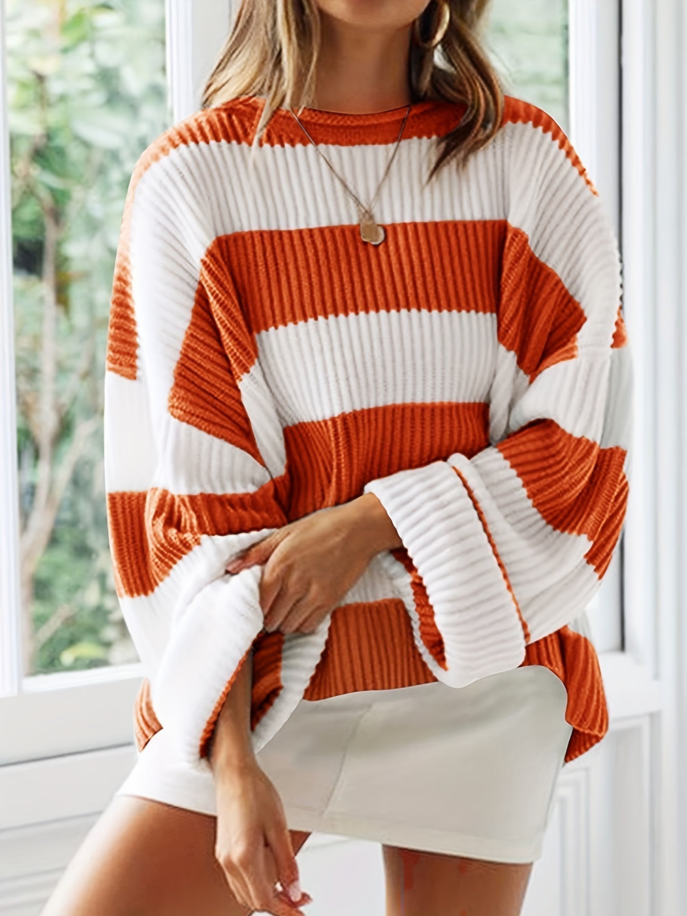 Amelia® | Round Neck Sweater with Stripes