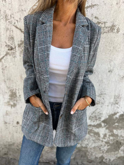 Amelia - Casual Check Blazer with Lapels