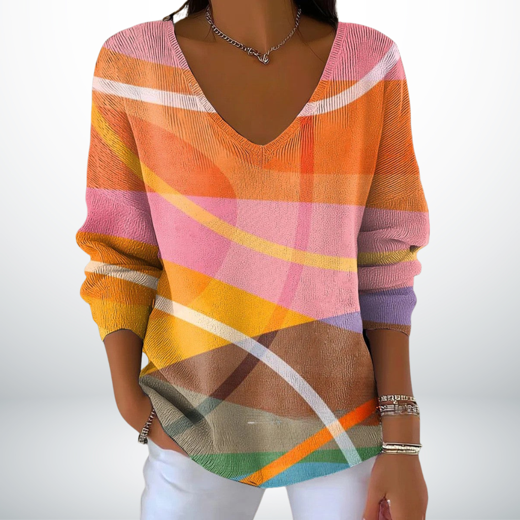 Evelien™ – Fine Knitted V-Neck Sweater
