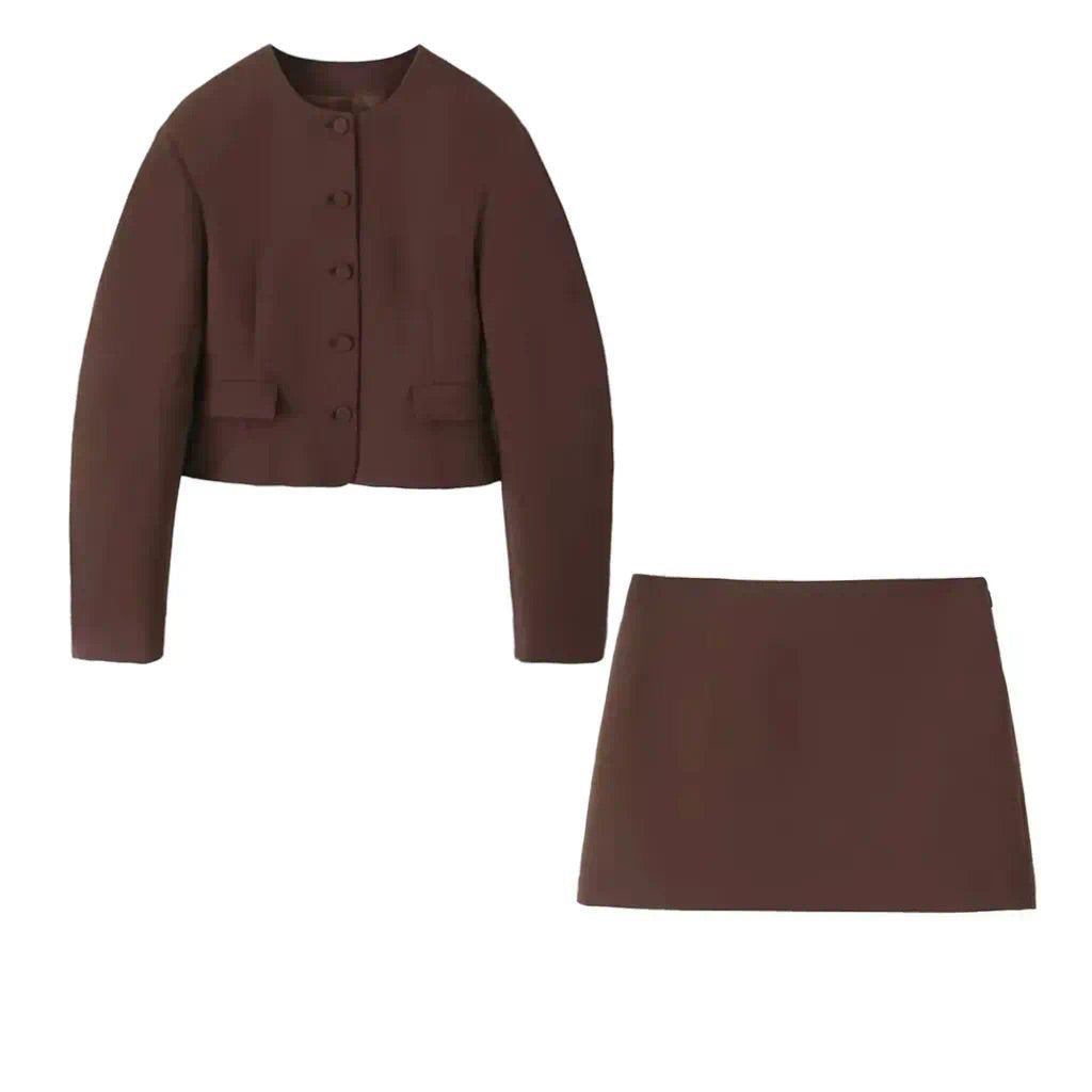Amelia | Elegant Mocha Set with Feminine Silhouette
