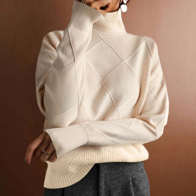 Amelia | Textured Turtleneck Knit Sweater
