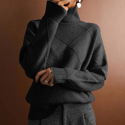 Amelia | Textured Turtleneck Knit Sweater