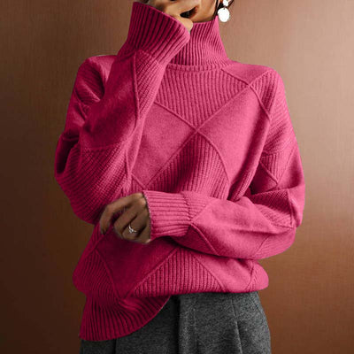 Amelia | Textured Turtleneck Knit Sweater