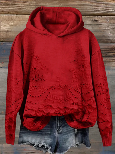 SASSY | Hoodie with Floral Embroidery