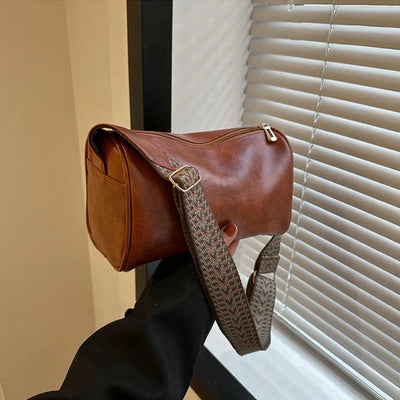 Vintage Crossbody Bag with Woven Adjustable Strap