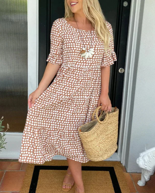 Amelia | Sable Short-Sleeve Midi Dress