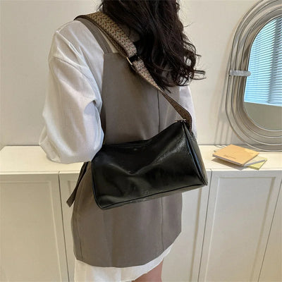 Vintage Crossbody Bag with Woven Adjustable Strap