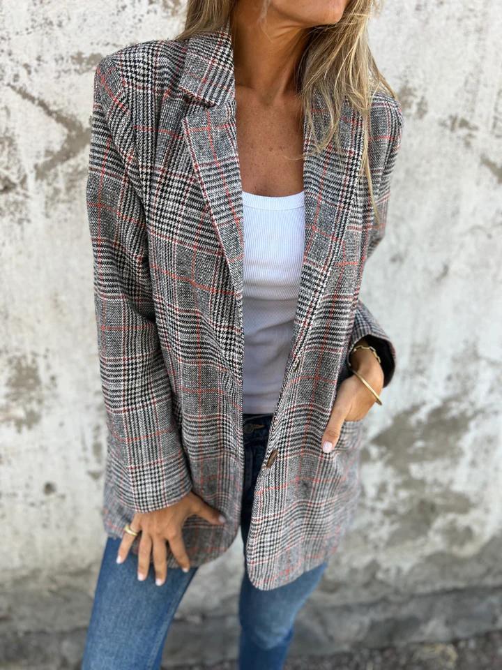 Amelia - Casual Check Blazer with Lapels