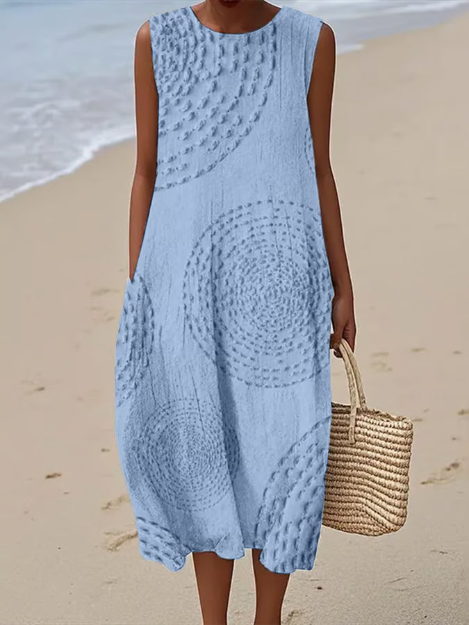 Elise | Sleeveless Long Dress with Structured Pattern