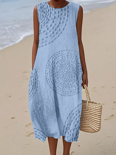 Elise | Sleeveless Long Dress with Structured Pattern