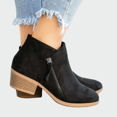 Premium leather orthopaedic ankle boots with heel for winter