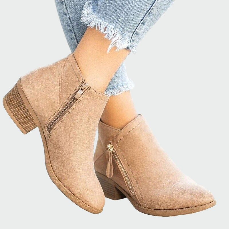 Premium leather orthopaedic ankle boots with heel for winter
