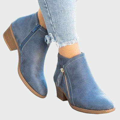 Premium leather orthopaedic ankle boots with heel for winter