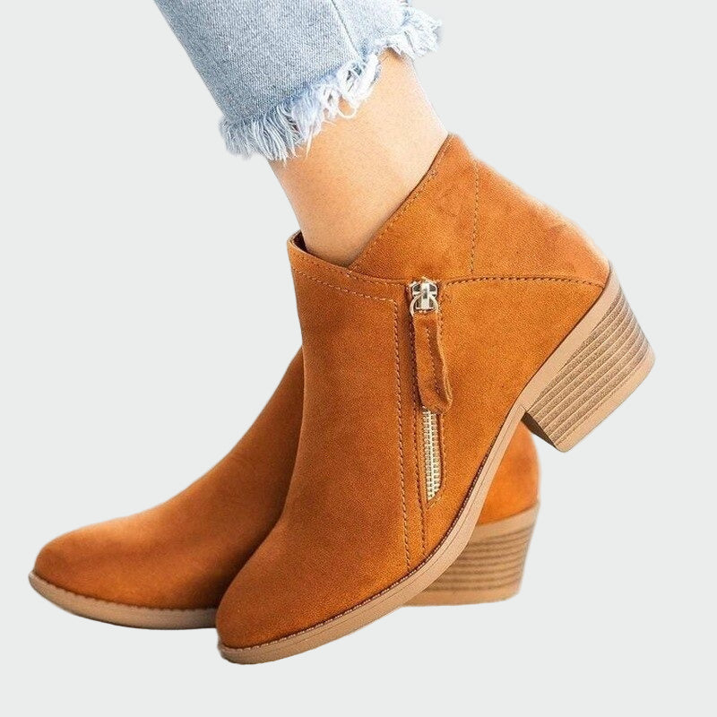 Premium leather orthopaedic ankle boots with heel for winter