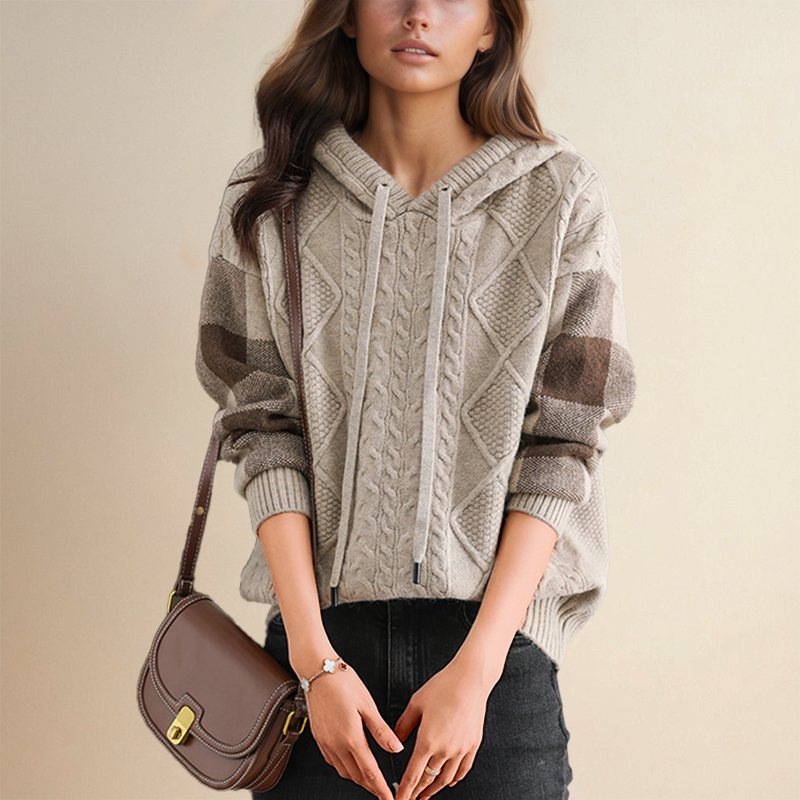 Emily | Cable Knit Hoodie Pullover
