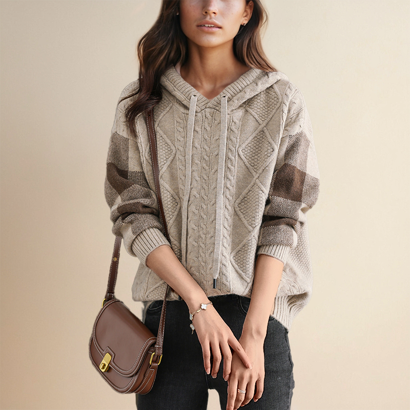 Emily | Cable Knit Hoodie Pullover