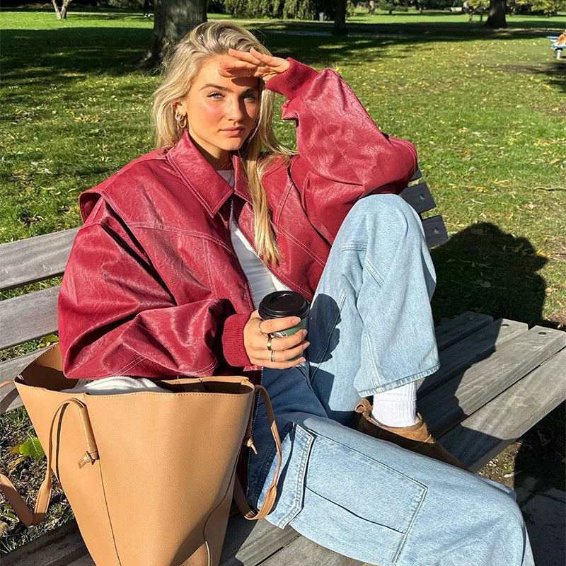 Amelia® | Oversized Faux Leather Jacket