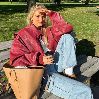 Amelia® | Oversized Faux Leather Jacket