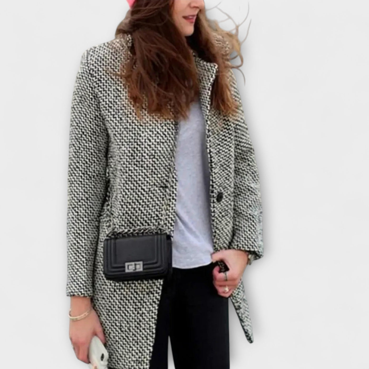 Amelia | Wool Houndstooth Coat