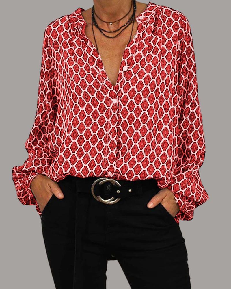 Amelia® | Relaxed V-Neck Midi Shirt