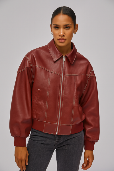 Amelia® | Oversized Faux Leather Jacket